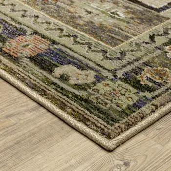 3' X 5' Gray And Green Tribal Area Rug
