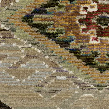 3' X 5' Gray And Green Tribal Area Rug