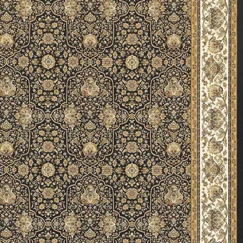 7' X 10' Navy Blue And Ivory Oriental Area Rug With Fringe