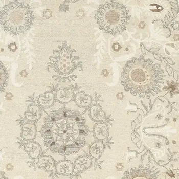 5' X 8' Sand Wool Floral Hand Tufted Area Rug