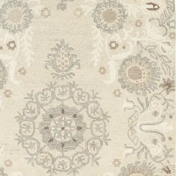 5' X 8' Sand Wool Floral Hand Tufted Area Rug