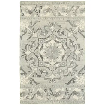 5' X 8' Ivory Wool Floral Hand Tufted Area Rug