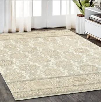 5' X 8' Sand Wool Floral Hand Tufted Area Rug