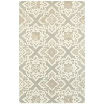 5' X 8' Gray And Sand Wool Geometric Hand Tufted Area Rug