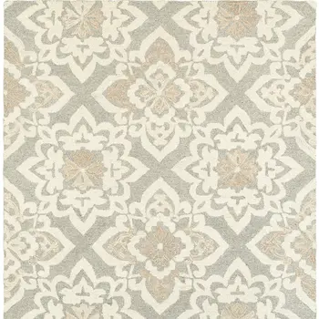 5' X 8' Gray And Sand Wool Geometric Hand Tufted Area Rug