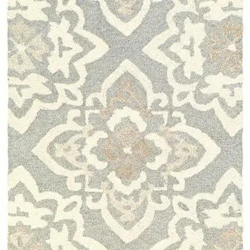 8' Gray And Sand Wool Geometric Hand Tufted Runner Rug