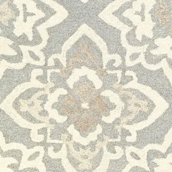 8' Gray And Sand Wool Geometric Hand Tufted Runner Rug