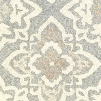 8' Gray And Sand Wool Geometric Hand Tufted Runner Rug