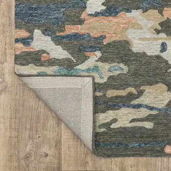 8' Gray And Blue Wool Abstract Hand Tufted Runner Rug