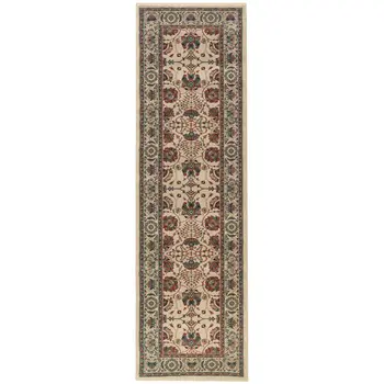 8' Ivory And Red Floral Runner Rug