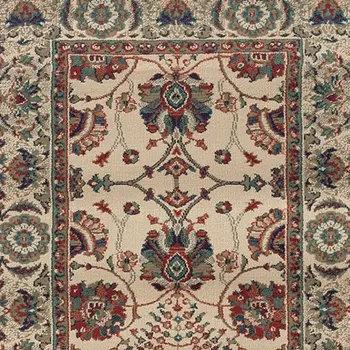 8' Ivory And Red Floral Runner Rug