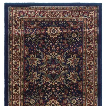 8' Blue And Red Oriental Runner Rug