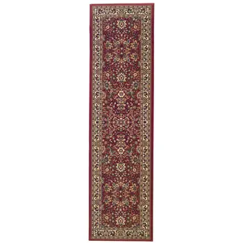 8' Red And Ivory Oriental Runner Rug