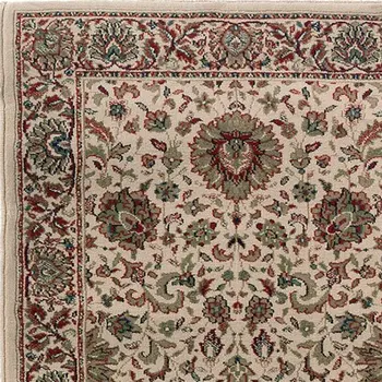 8' Ivory And Green Oriental Runner Rug