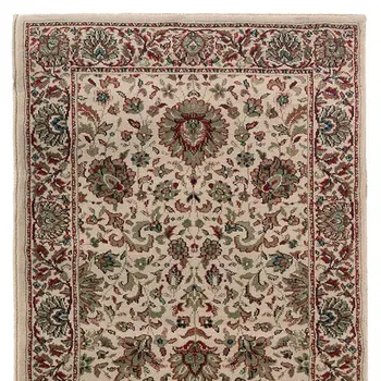 8' Ivory And Green Oriental Runner Rug