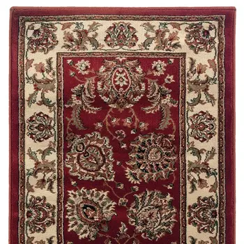 8' Red And Ivory Oriental Runner Rug