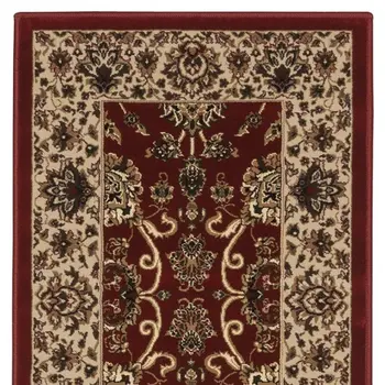 8' Red And Ivory Oriental Runner Rug