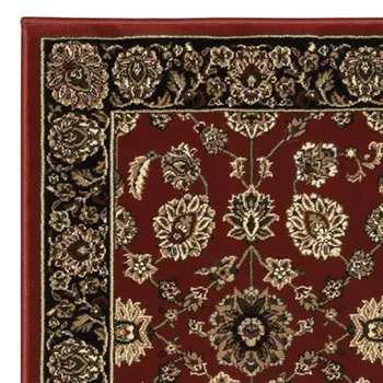 8' Red And Black Oriental Runner Rug