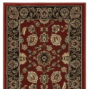 8' Red And Black Oriental Runner Rug
