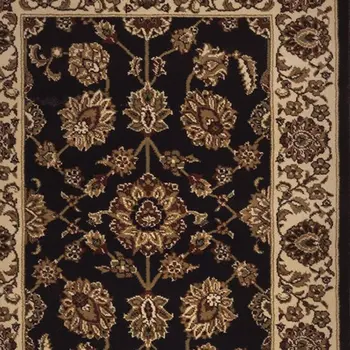8' Brown And Ivory Oriental Runner Rug