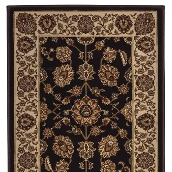 8' Brown And Ivory Oriental Runner Rug