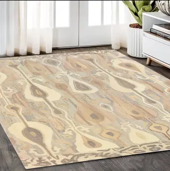 5' X 8' Gray And Beige Wool Abstract Hand Tufted Area Rug