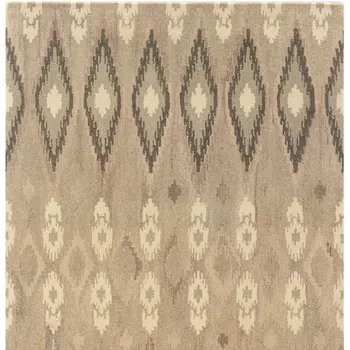 5' X 8' Beige And Ivory Wool Abstract Hand Tufted Area Rug