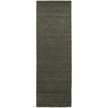 8' Charcoal Wool Hand Tufted Runner Rug