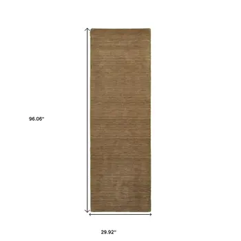 8' Tan Wool Hand Tufted Runner Rug
