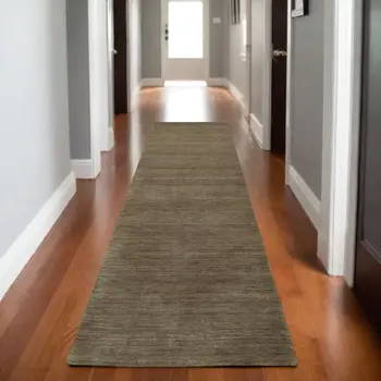 8' Gray Wool Hand Tufted Runner Rug