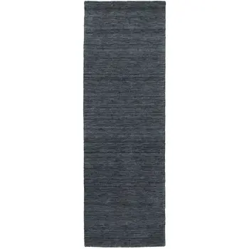8' Navy Blue Wool Hand Tufted Runner Rug