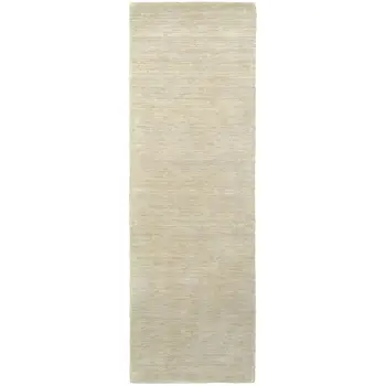 8' Beige Wool Hand Tufted Runner Rug