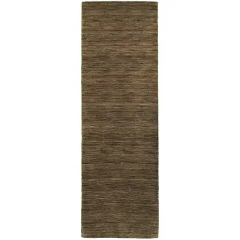 8' Brown Wool Hand Tufted Runner Rug