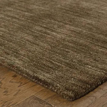 8' Brown Wool Hand Tufted Runner Rug