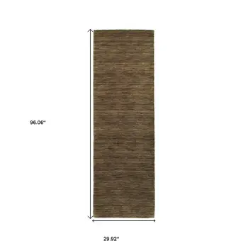 8' Brown Wool Hand Tufted Runner Rug