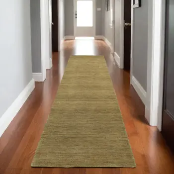 8' Gold Wool Hand Tufted Runner Rug