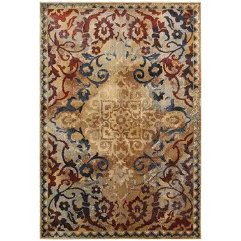 8' X 11' Gold And Red Oriental Area Rug