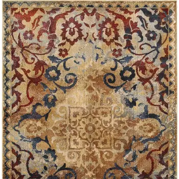 8' X 11' Gold And Red Oriental Area Rug