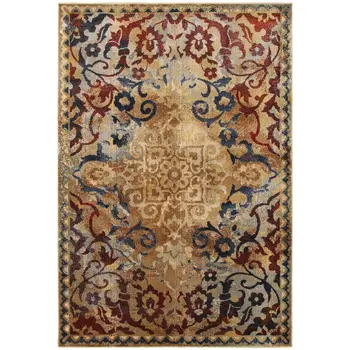 8' X 11' Gold And Red Oriental Area Rug