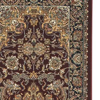 10' Red Light Brown And Ivory Medallion Runner Rug With Fringe