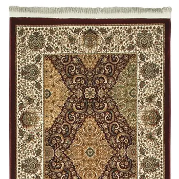10' Red Light Brown And Ivory Oriental Runner Rug With Fringe