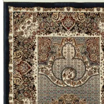 10' Blue And Red Medallion Runner Rug With Fringe