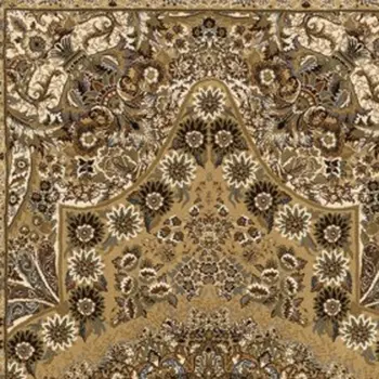 10' Gold And Ivory Medallion Runner Rug With Fringe