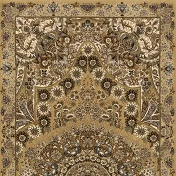 10' Gold And Ivory Medallion Runner Rug With Fringe