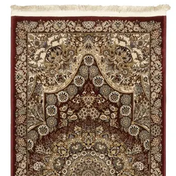 10' Red And Gold Medallion Runner Rug With Fringe