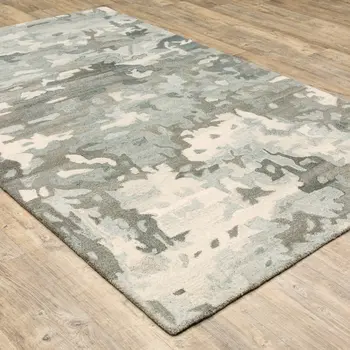 5' X 8' Gray And Charcoal Wool Abstract Hand Tufted Area Rug