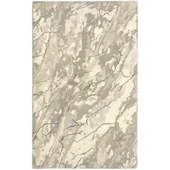 5' X 8' Beige And Ivory Wool Abstract Hand Tufted Area Rug
