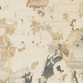 5' X 8' Beige And Charcoal Wool Abstract Hand Tufted Area Rug