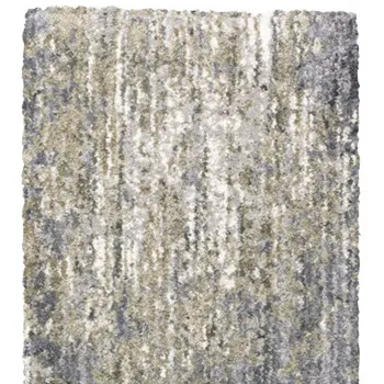 8' Gray And Ivory Abstract Shag Runner Rug