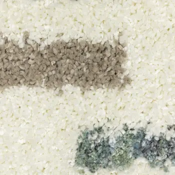 8' Ivory Gray And Tan Striped Shag Runner Rug With Fringe